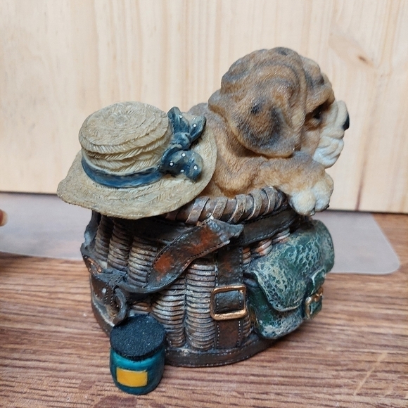 Vintage Ceramic Puppy in a Basket Bank - Picture 2 of 11